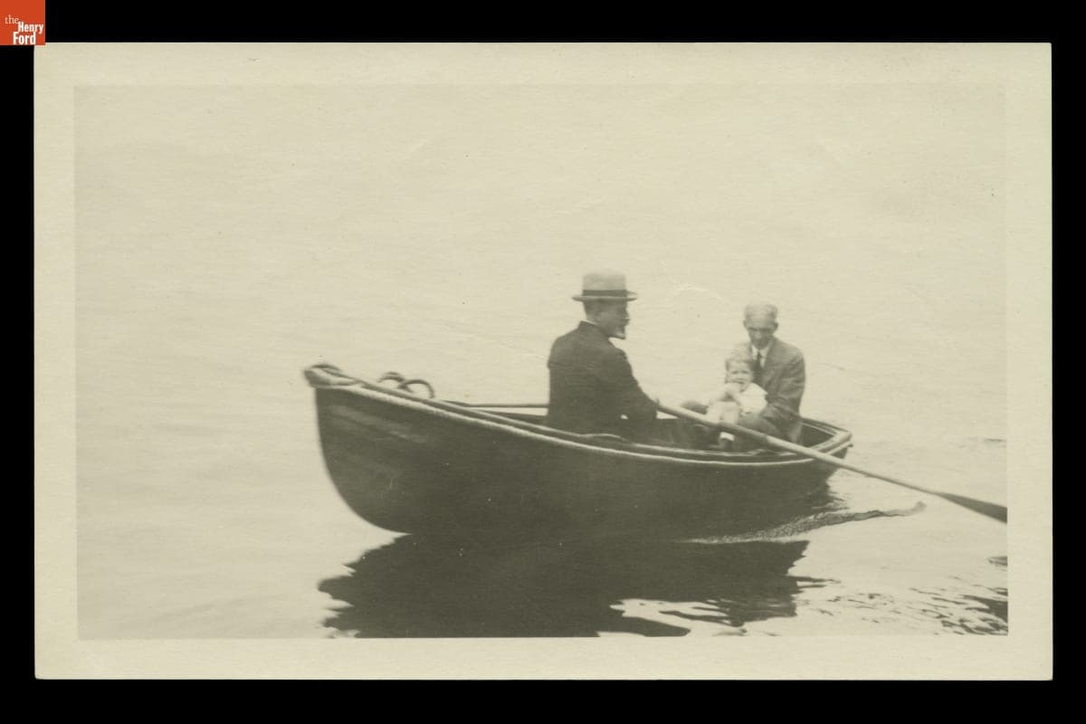 Henry Ford and Henry Ford II in a Rowboat, circa 1920