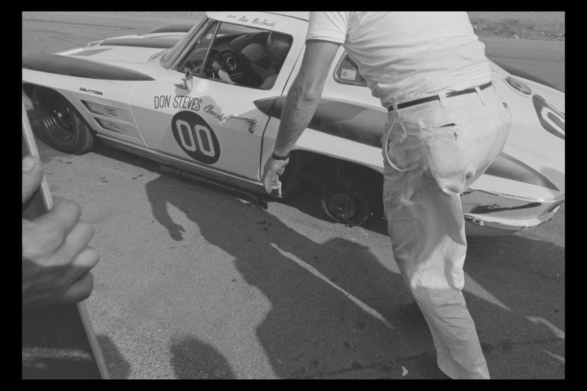 Dave MacDonald Driving Chevrolet Corvette Sting Ray in 3-Hour Endurance Race, Riverside, California, October 13, 1962