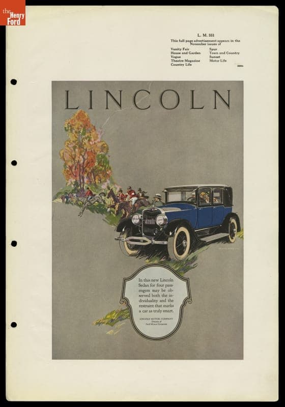 Lincoln Motor Company Advertisement, 1925