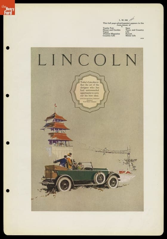 Lincoln Motor Company Advertisement, 1925