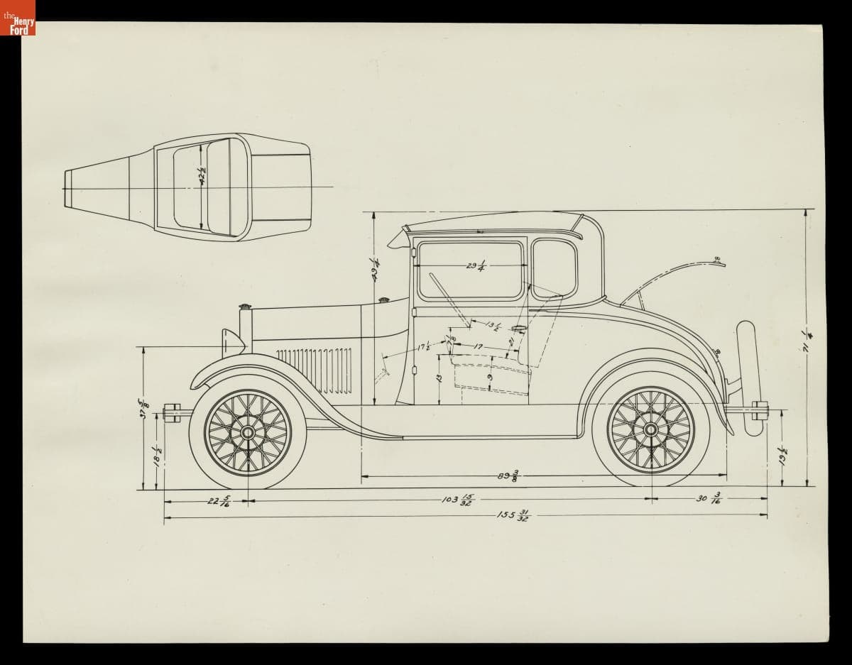 Technical Drawing, Ford Model A Coupe, March 1928