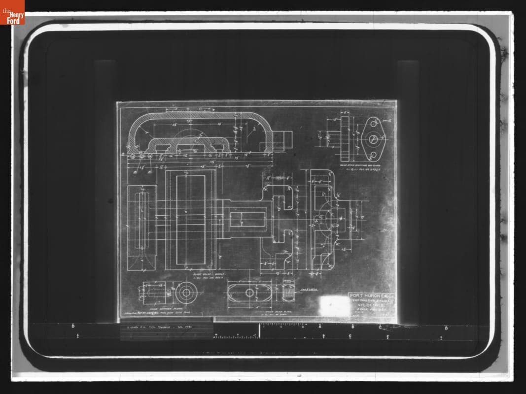 Port Huron Engine & Thresher Company Drawing, "19 H.P. Traction Engine Cyl. Details," April 16, 1913