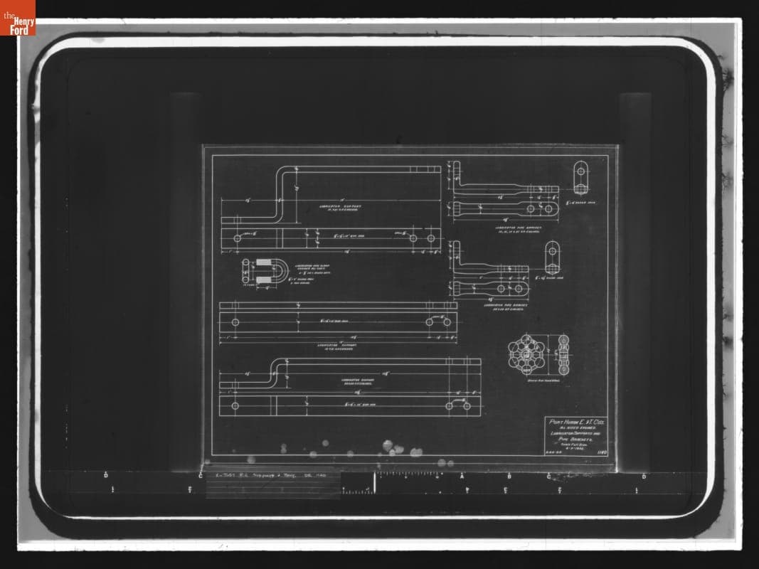 Port Huron Engine & Thresher Company Drawing, "All Sized Engines Lubricator Supports and Pipe Brackets," April 7, 1903