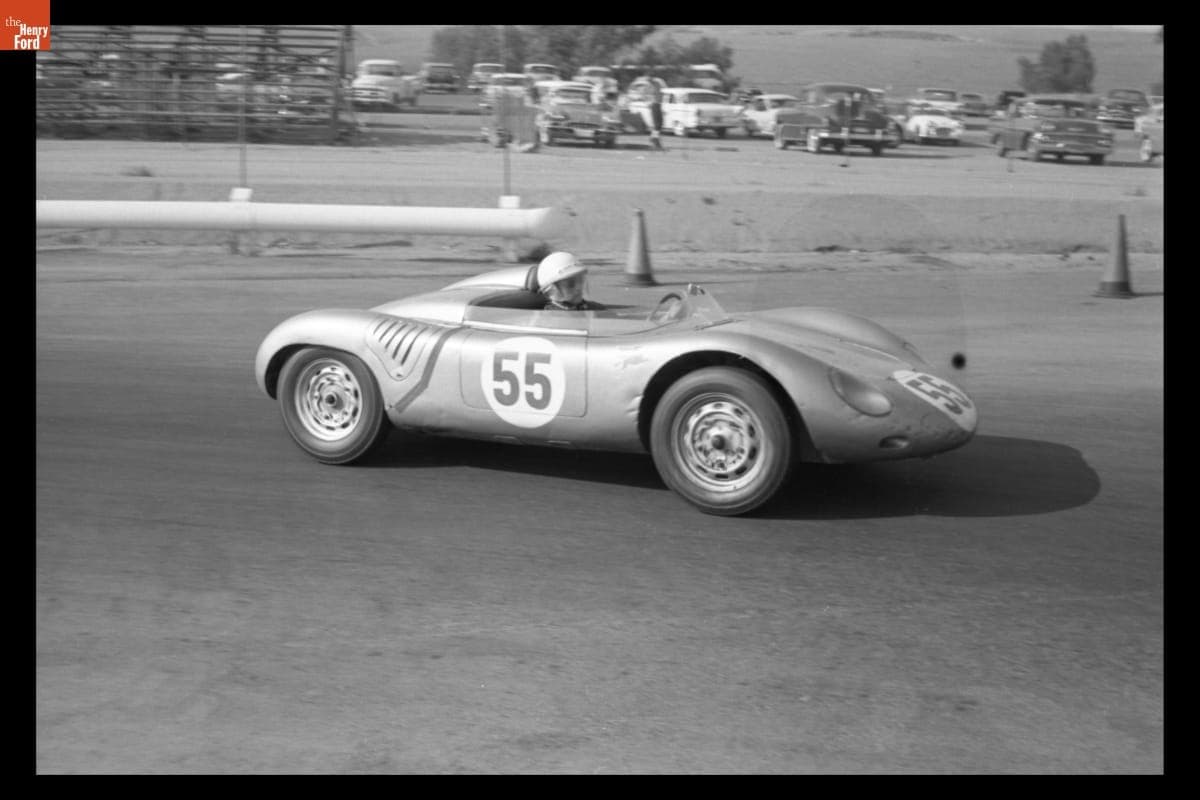 Sam Weiss Driving Porsche 718 RSK in Kiwanis Grand Prix, Riverside, California, July 1959