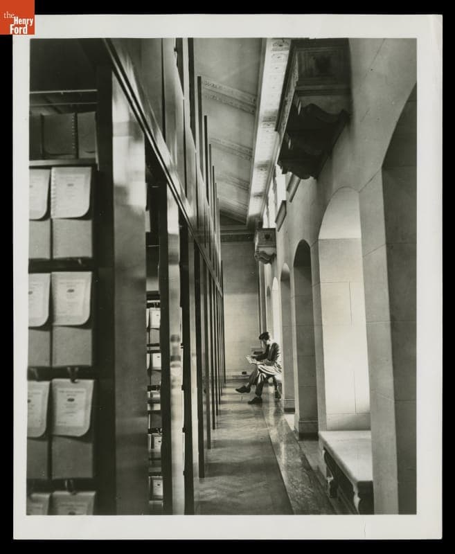 "Stack Area A" in Ford Archives at Fair Lane Estate, Dearborn, Michigan, 1953