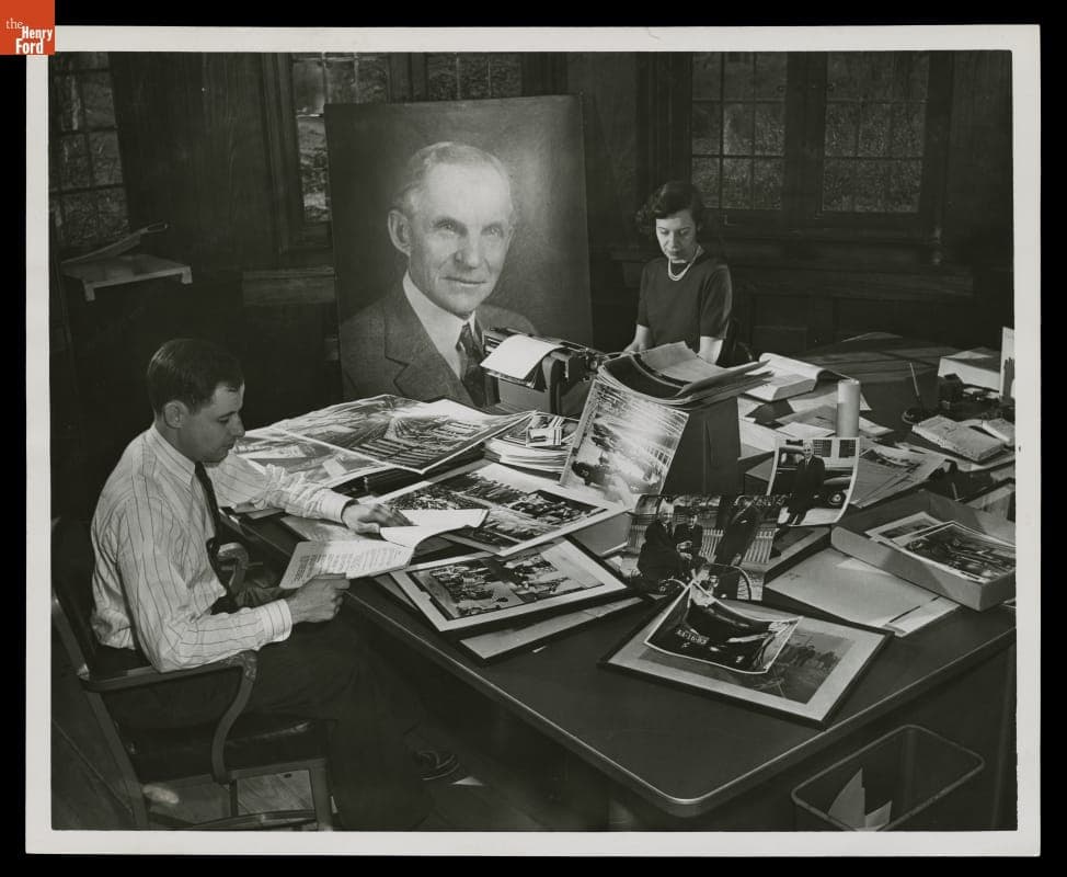Photo Archivist Win Sears and Co-Worker in Ford Archives at Fair Lane Estate, Dearborn, Michigan, 1952-1957