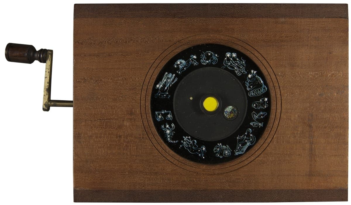 Mechanical Lantern Slide, Earth's Orbit and Astrological Constellations, 1860-1900