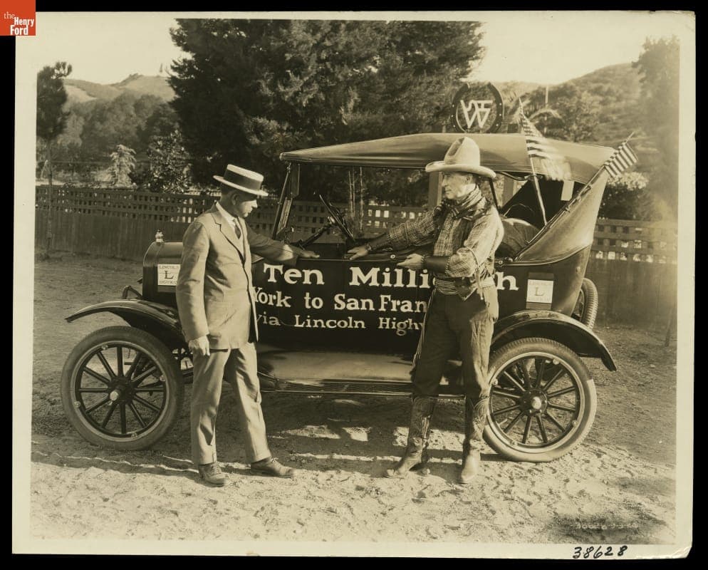 William S. Hart with the Ten-Millionth Ford Model T, 1924