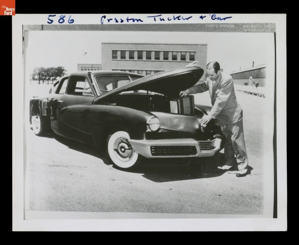 Preston Tucker with 1948 Tucker Sedan