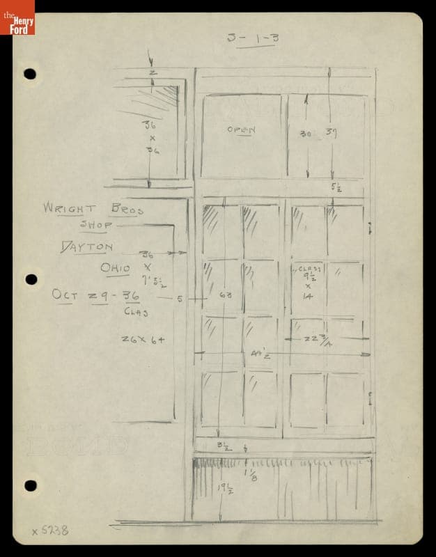Drawing, Wright Cycle Shop, Dayton, Ohio, October 29, 1936