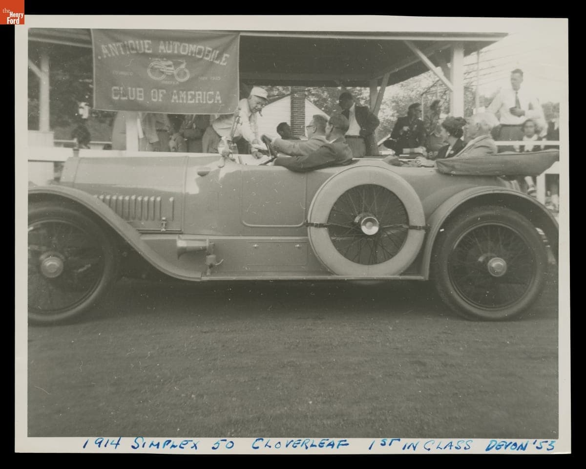 1914 Simplex Automobile in an Automobile Show in Devon, Pennsylvania, October 1953
