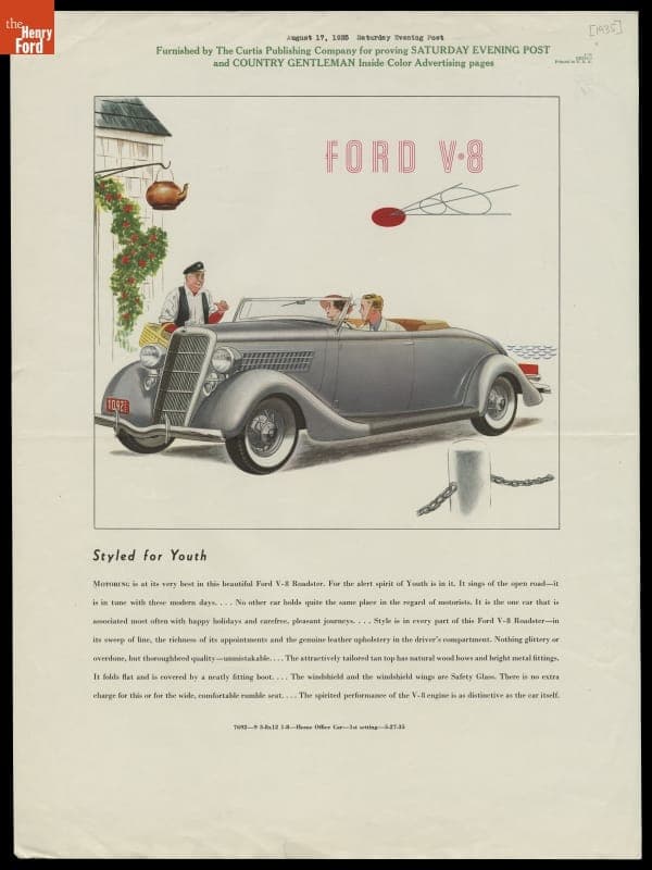 Ford Advertisement, "Styled for Youth," 1935