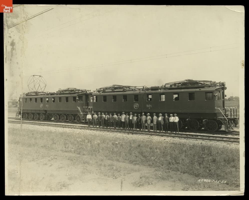 Detroit, Toledo & Ironton Railroad Employees with Electric Locomotives, July 1925