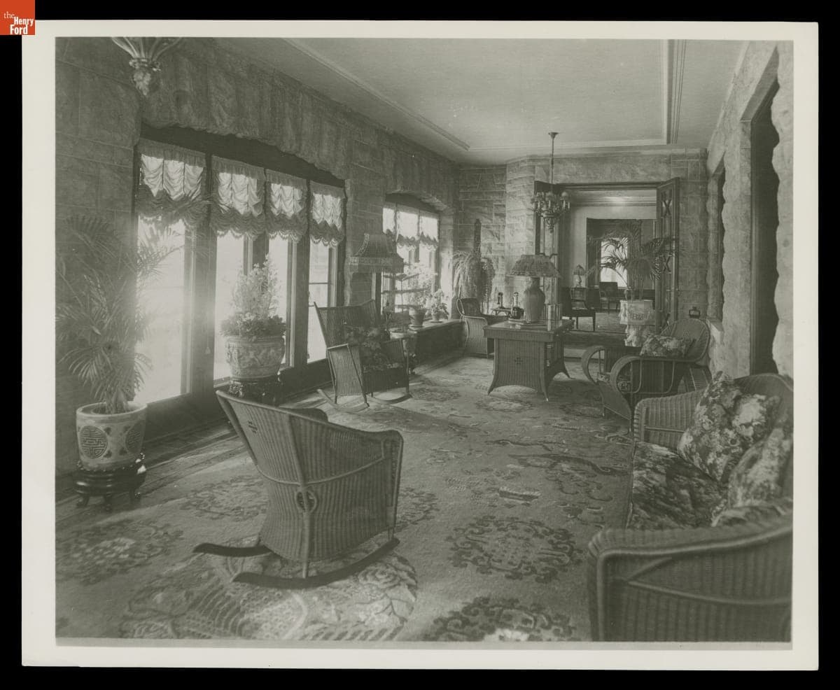 Sun Porch at Fair Lane, Home of Henry Ford, circa 1925