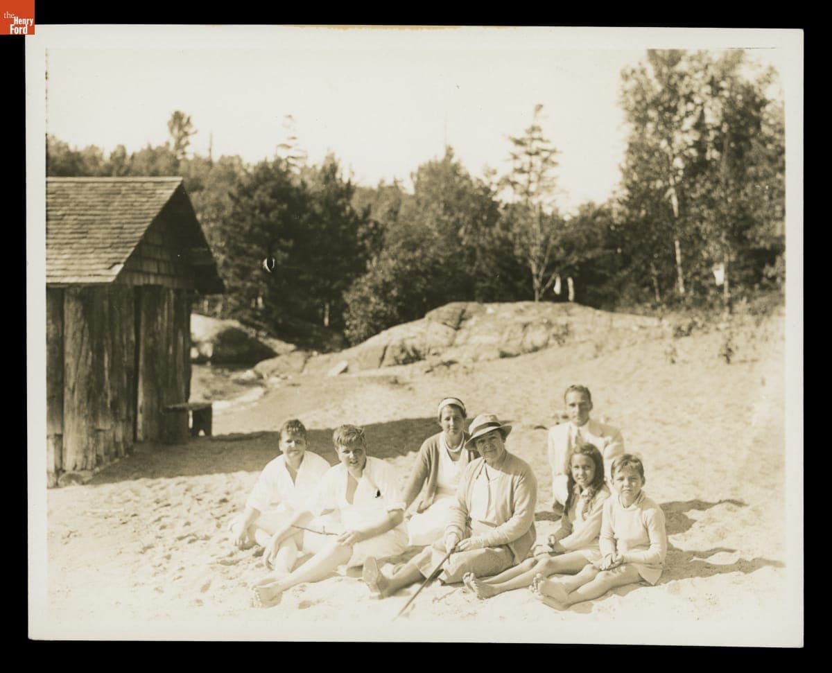 Ford Family Sitting on a Beach, circa 1930