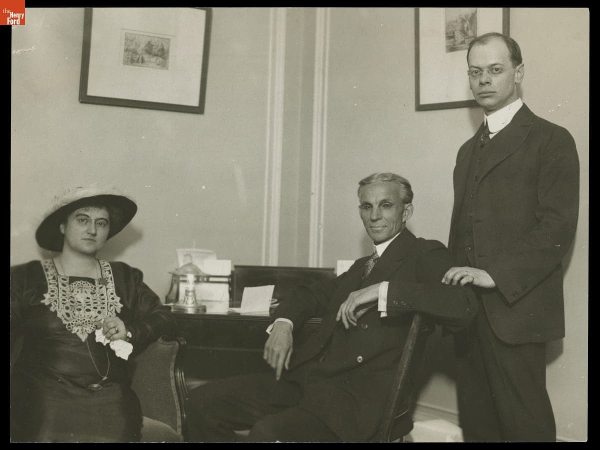 Rosika Schwimmer, Henry Ford, and Louis Lochner, December 3, 1915