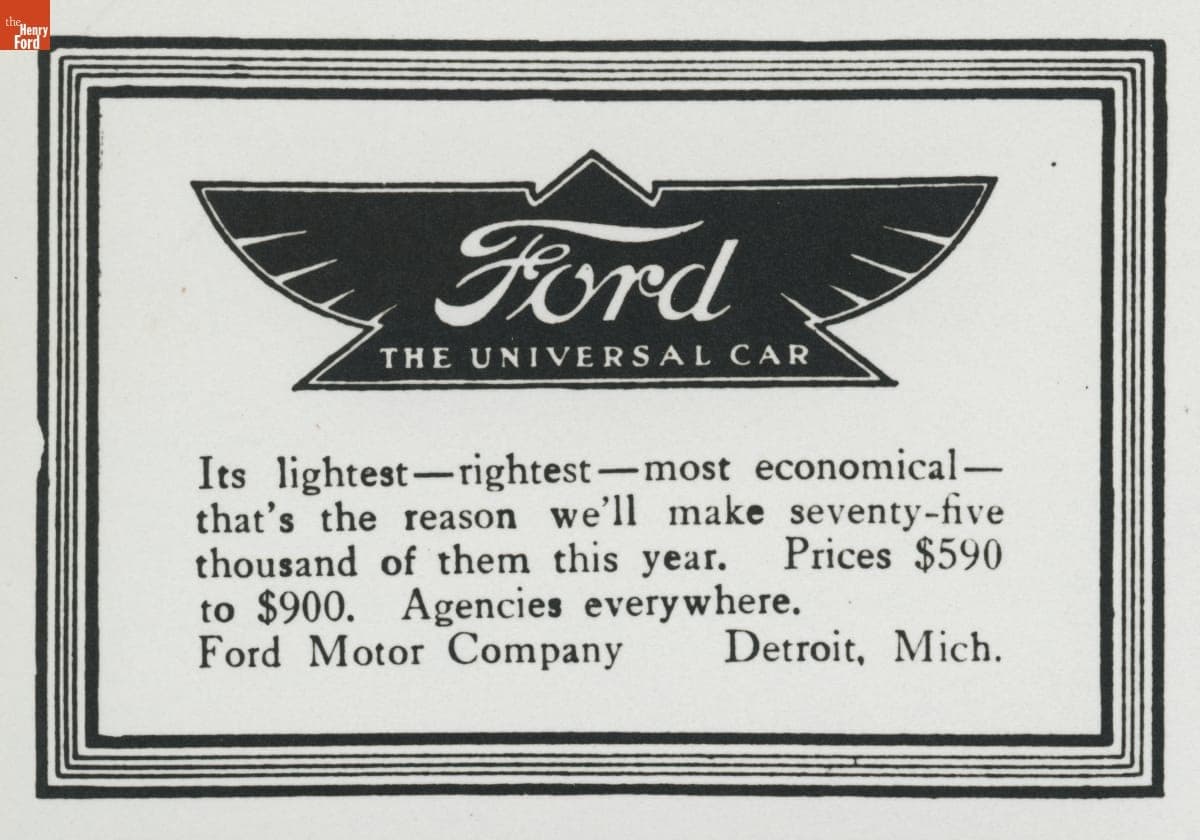 Ford Model T Advertisement, "Ford - The Universal Car," 1912