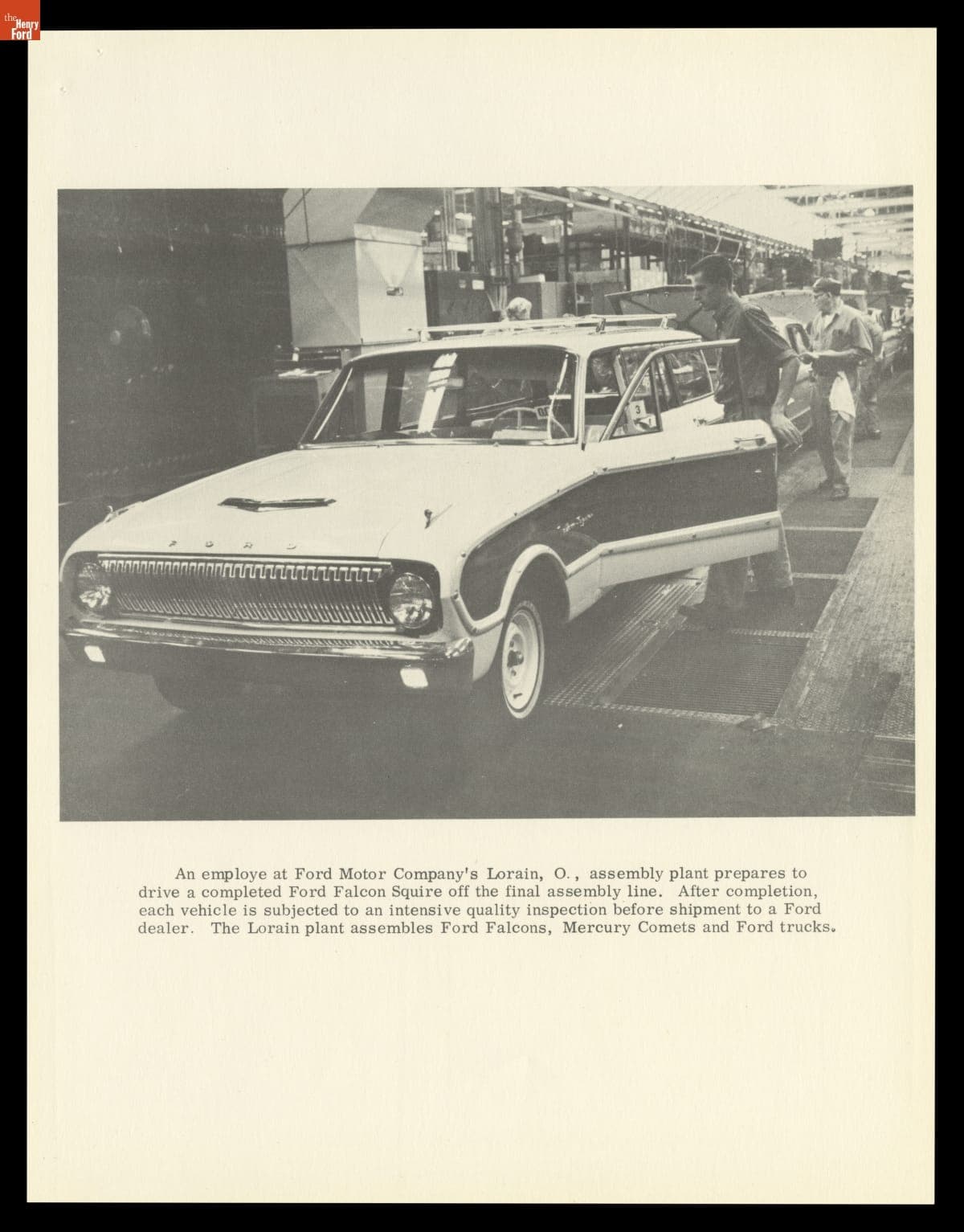 Press Release, "Ford Falcon Squire on Assembly Line at Ford Motor Company Lorain, Ohio Assembly Plant," circa 1962