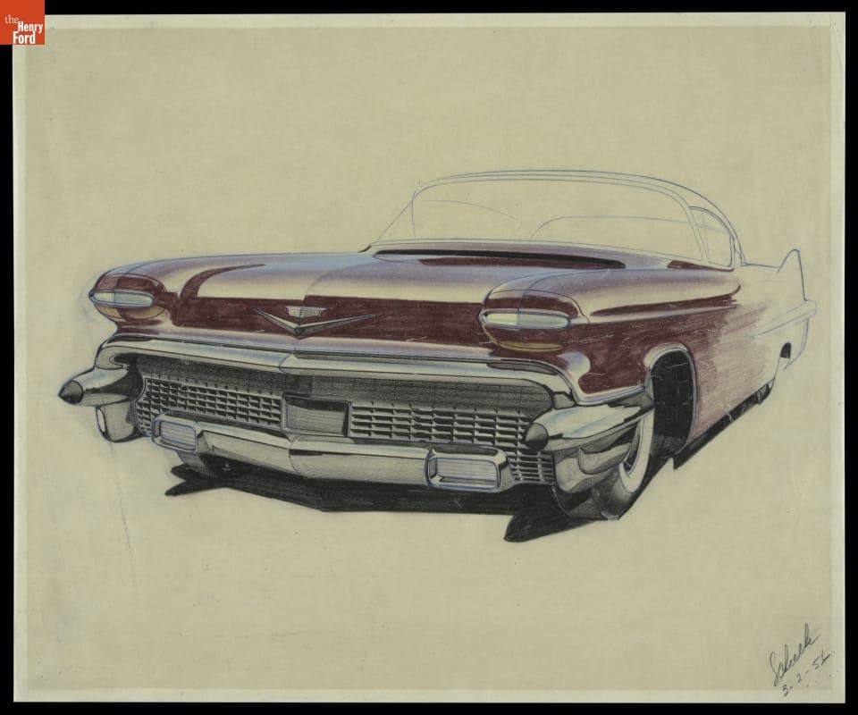 Cadillac Design Drawing by Robert J. Scheelk, March 1956