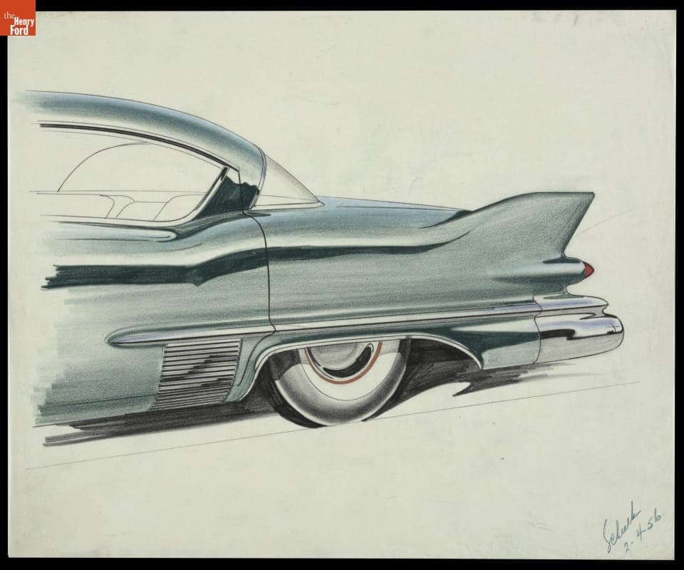 Cadillac Design Drawing by Robert J. Scheelk, February 1956