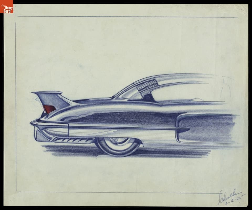 Cadillac Design Drawing by Robert J. Scheelk, February 1955