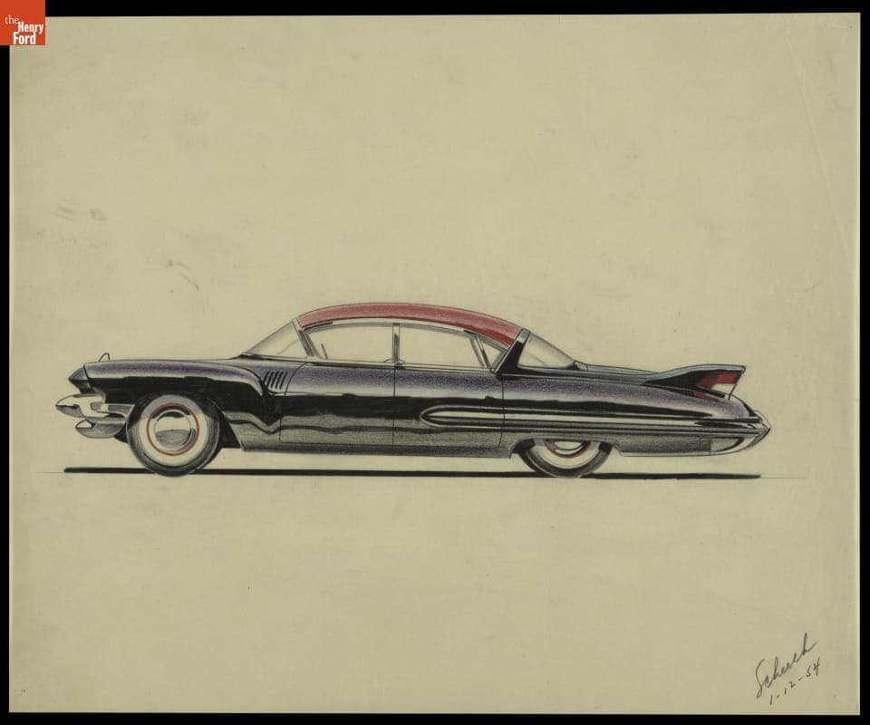 Cadillac Design Drawing by Robert J. Scheelk, January 1954