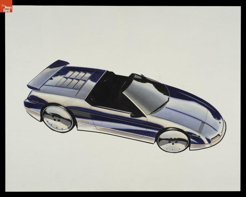 Rendering of Proposed Pontiac Fiero Convertible Design by John Cafaro, circa 1985