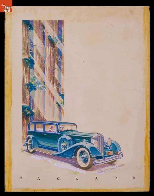 Advertising Layout Painted by William L. Mitchell, "Packard," 1933