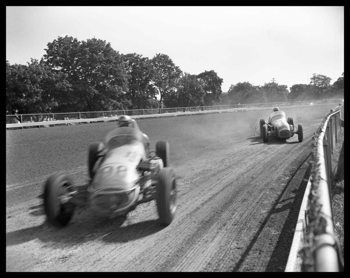 A.J. Foyt and Parnelli Jones in Hoosier Hundred Race, September 16, 1961