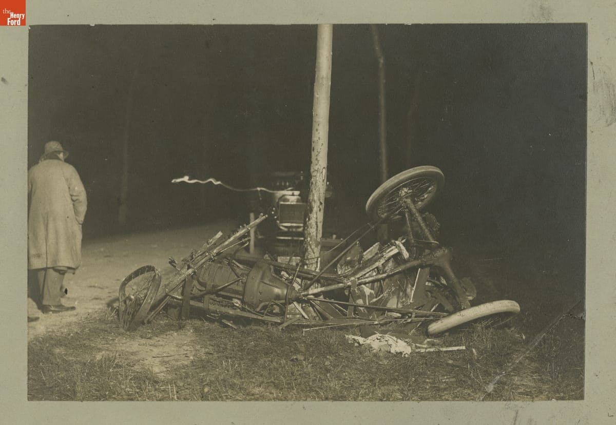 Wreckage of Ford Race Car Driven by Henri Depasse at Circuit de la Sarth, Le Mans, France, July 17, 1911
