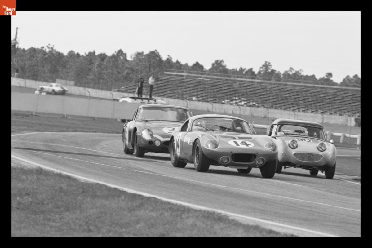 Shelby Cobra Daytona Coupe Driven by Bob Holbert and Dave MacDonald at Daytona International Speedway, February 1964
