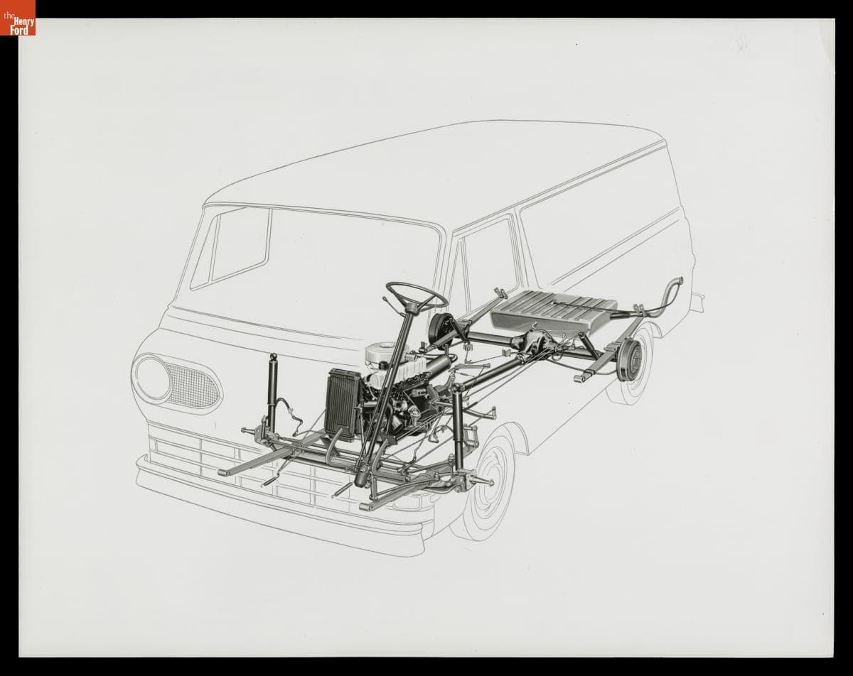 Cutaway Drawing of 1961 Ford Econoline Delivery Van
