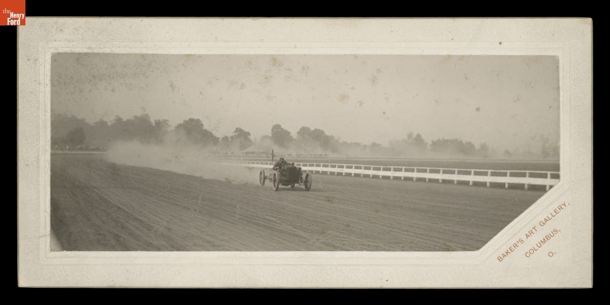 Barney Oldfield Driving a Ford Race Car, 1902-1904
