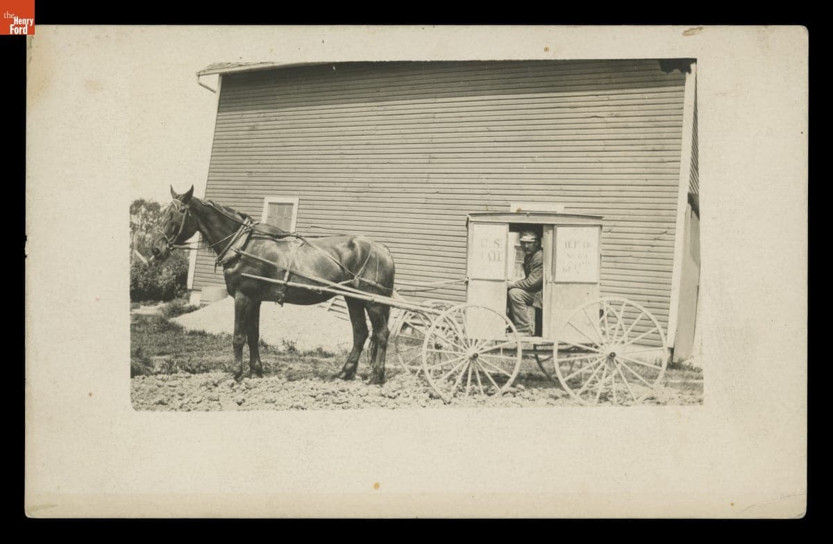 Rural Free Delivery in a Horse-Drawn Mail Delivery Wagon, 1895-1920
