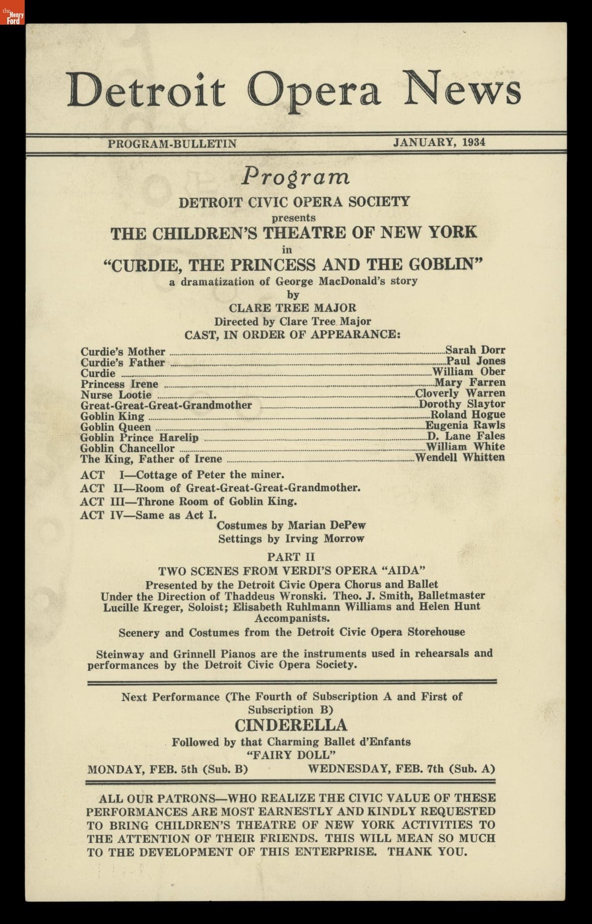 "Detroit Opera News," January 1934