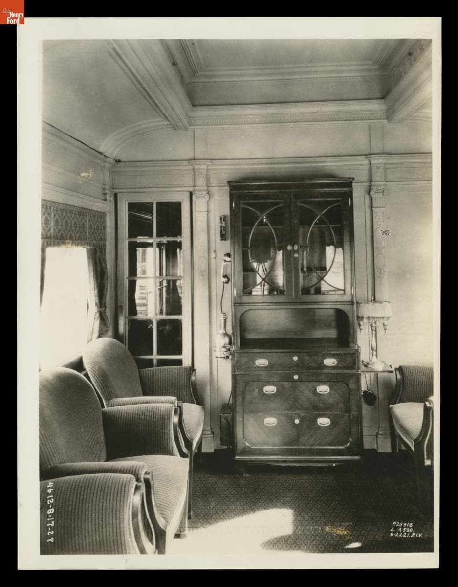 Interior of Henry Ford's Private Railroad Car, "Fair Lane," June 22, 1921