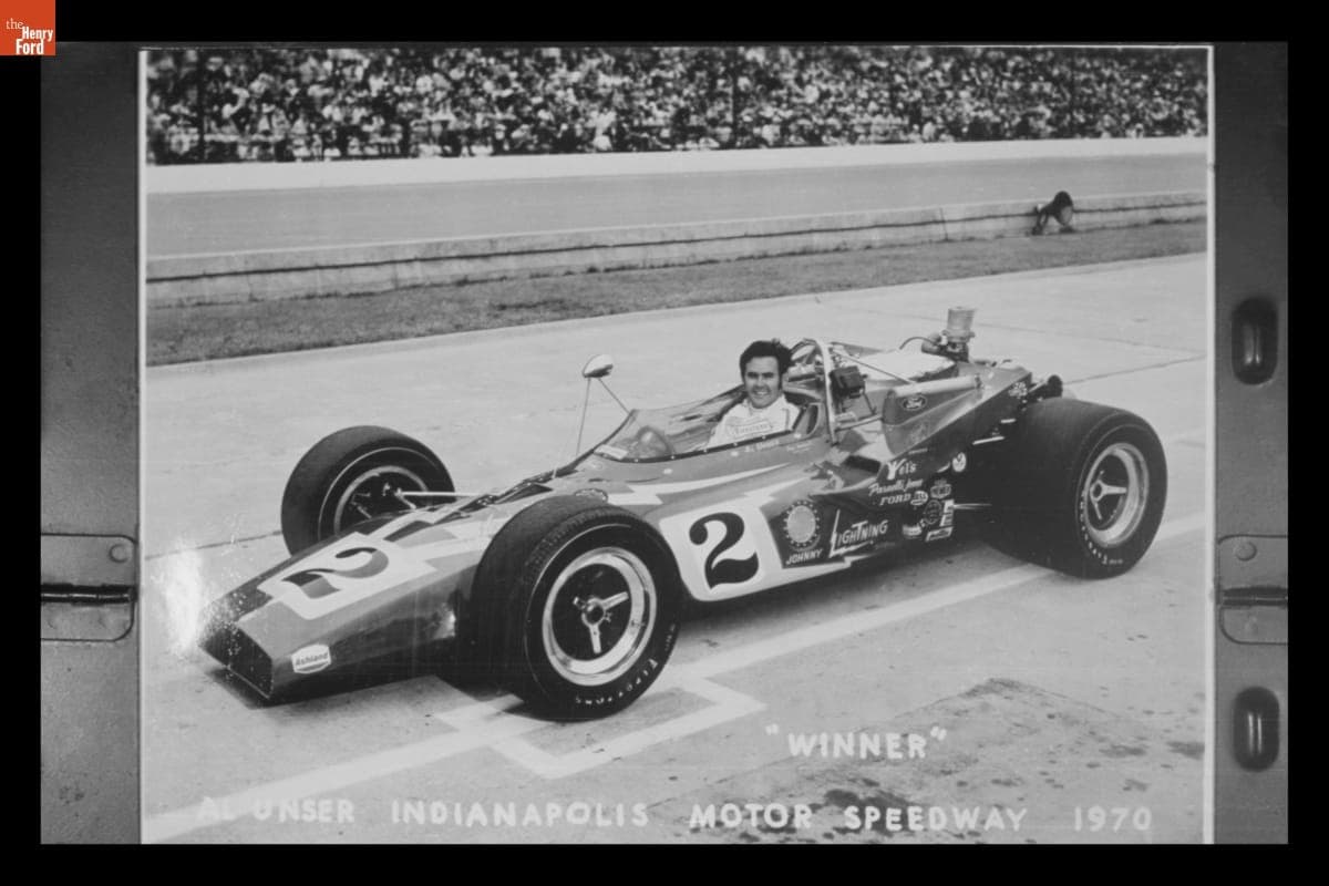 Al Unser in Colt/Ford Race Car at the Indianapolis 500, May 1970