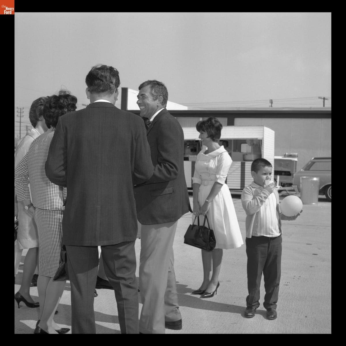 Carroll Shelby with Guests at Shelby-American Production Facility, Los Angeles, California, June 1965