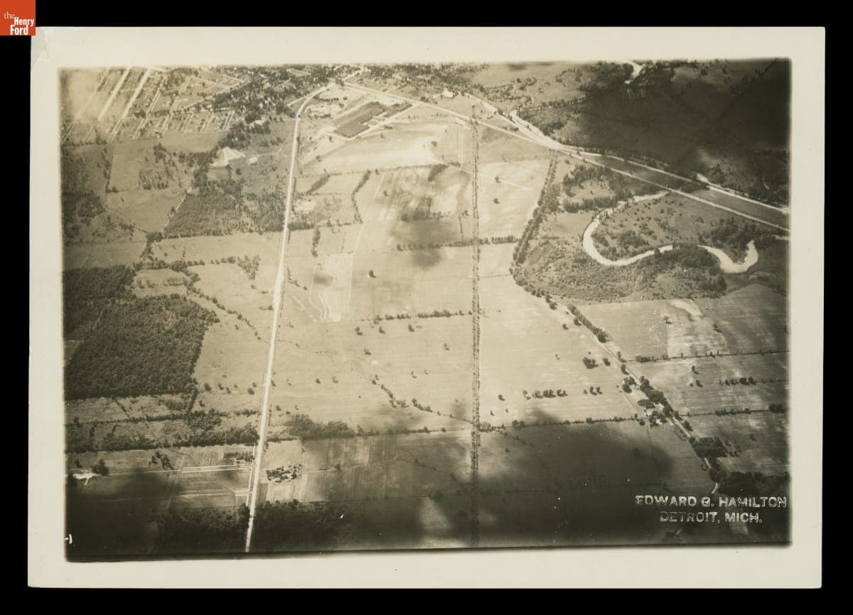 Aerial View of Dearborn, Michigan before Construction of Greenfield Village, 1924