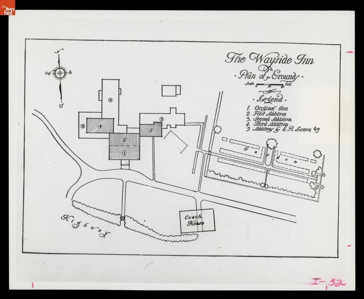 Plan of Grounds, Wayside Inn, Sudbury, Massachusetts, circa 1940