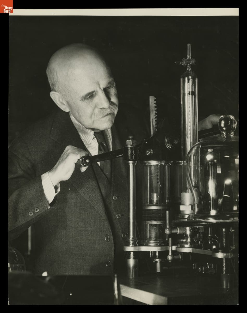 Francis Jehl Working at the Menlo Park Complex in Greenfield Village, December 1931