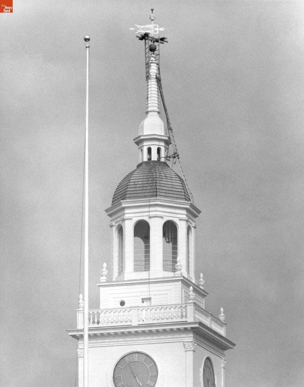 Gilding the Weathervane Atop Henry Ford Museum Clocktower, July 1963