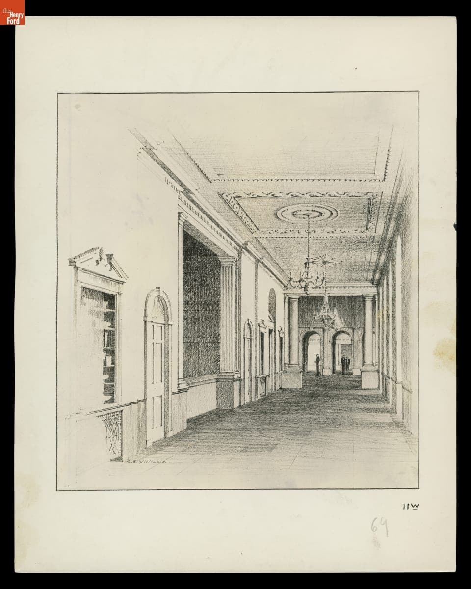 Architectural Concept Drawing of Henry Ford Museum, 1928-1929