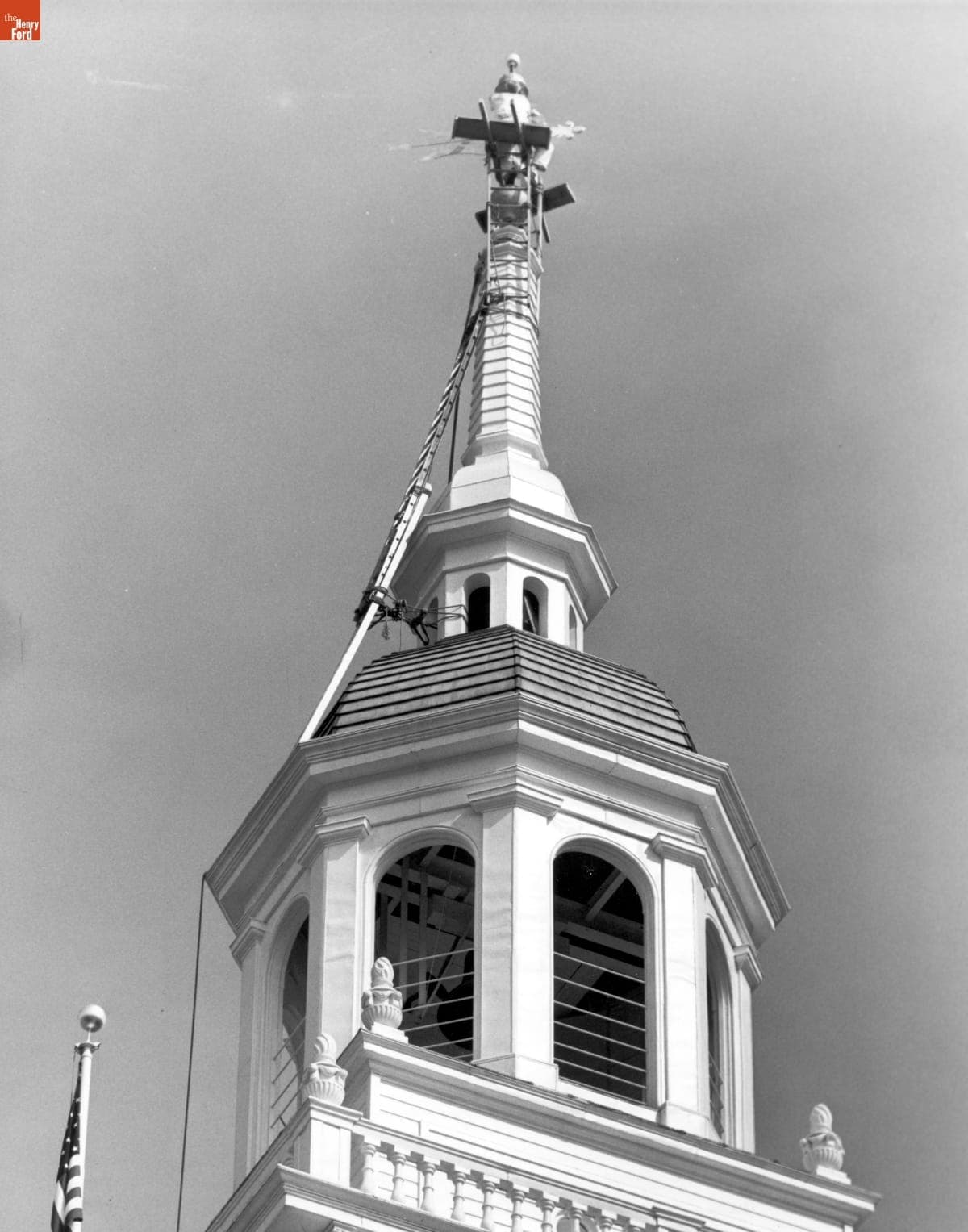 Gilding the Weathervane Atop Henry Ford Museum Clocktower, May 1963