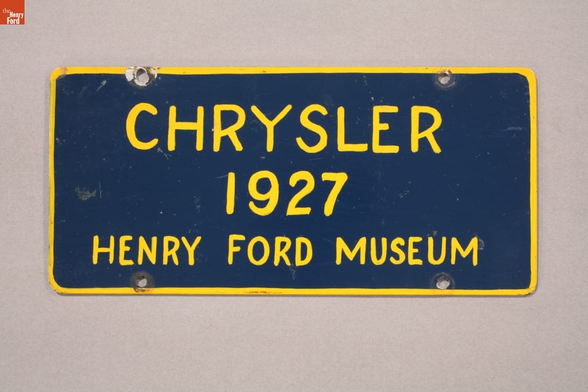 Chrysler and Henry Ford Museum Decorative License Plate, 1927