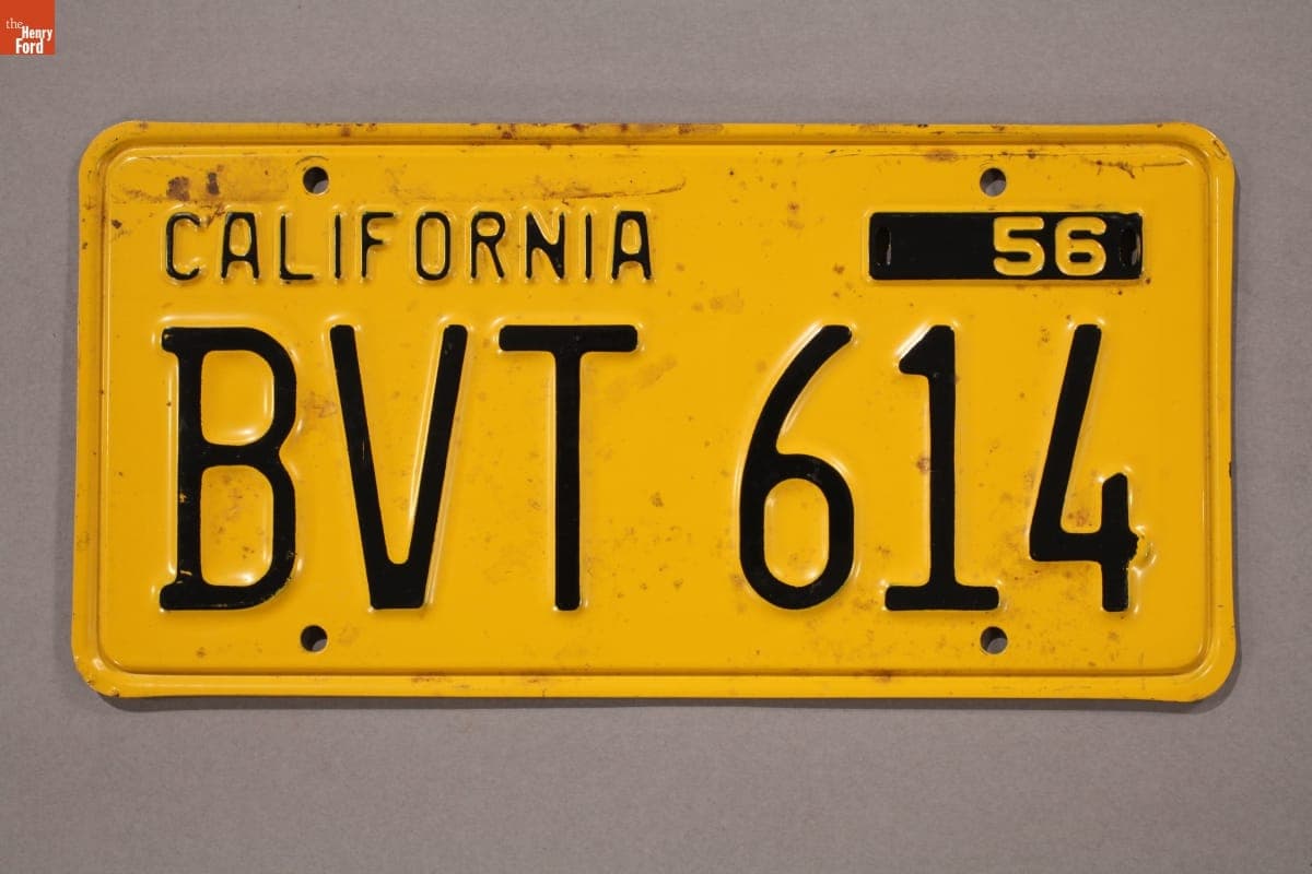 California License Plate, 1956