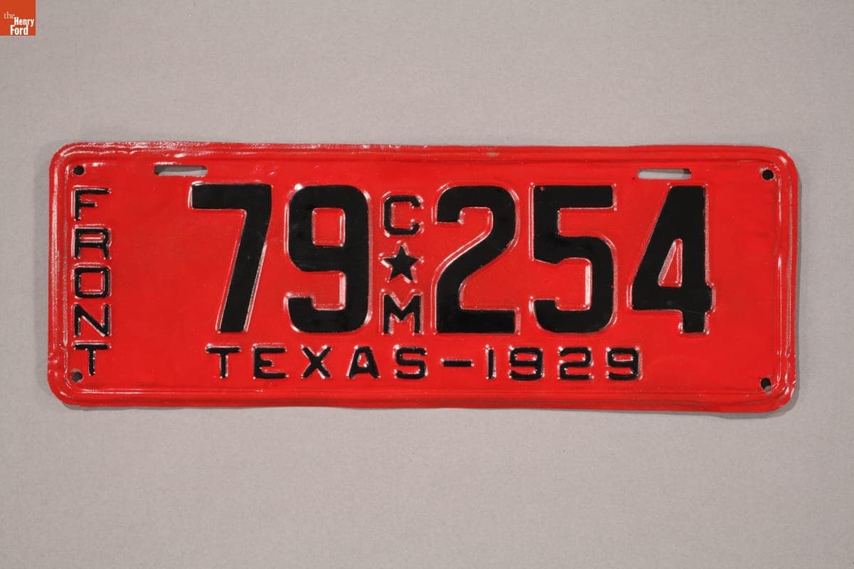 Texas License Plate, 1929