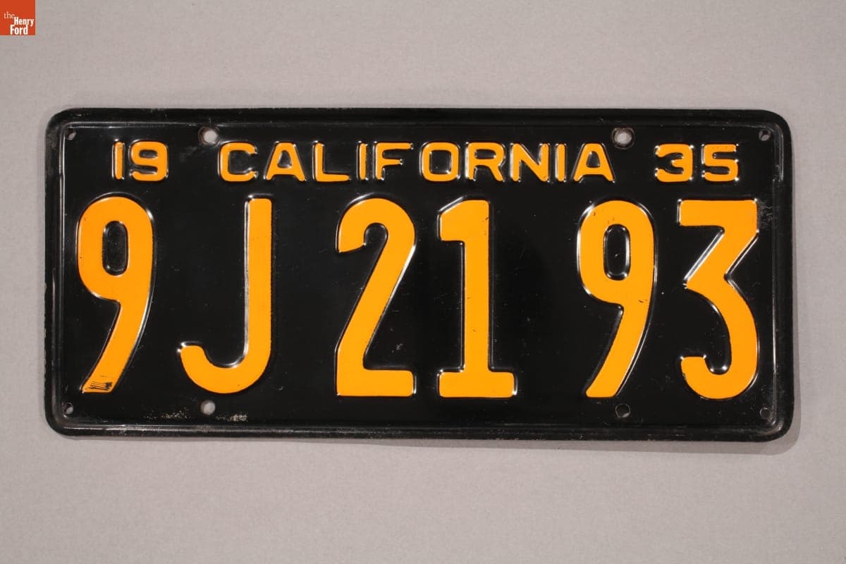 California License Plate, 1935