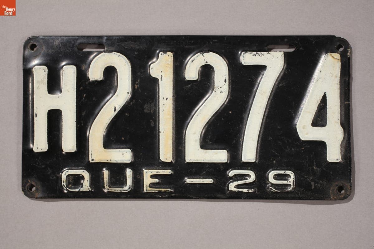 Quebec License Plate, 1929