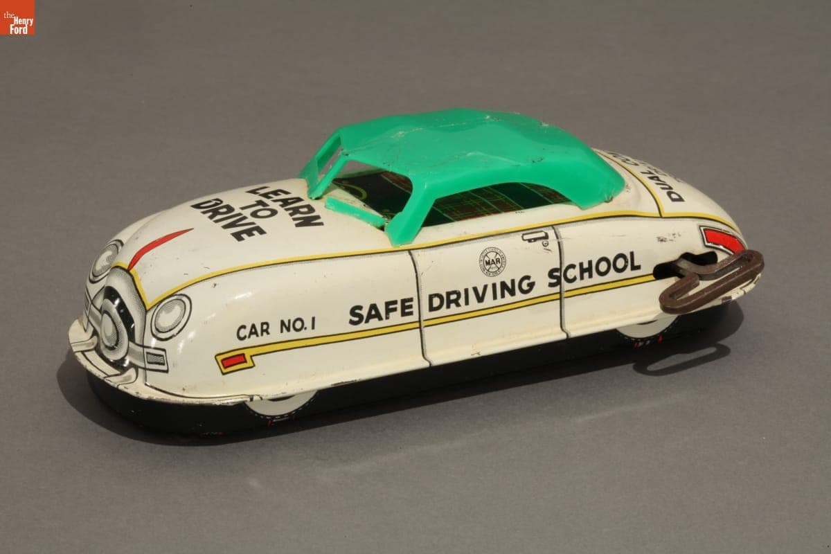 "Safe Driving School" Windup Toy Car, 1950-1960